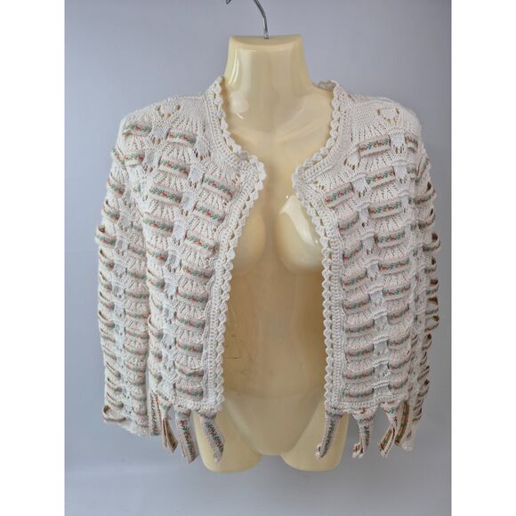 Alice + Olivia Women's Soft White Multi Tawna Ribbon Cardigan Size XS - Picture 3 of 6